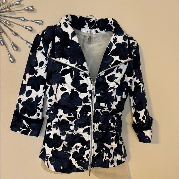 GORGEOUS JOSEPH RIBKOFF FLORAL DOUBLE ZIP JACKET SIZE 8 - Picture 4 of 9